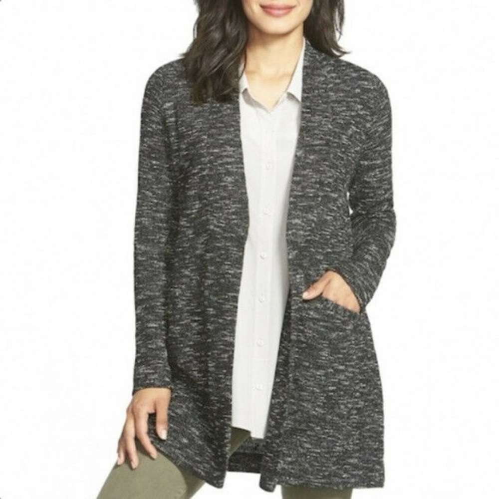 Eileen‎ Fisher tweed open front cardigan size M
